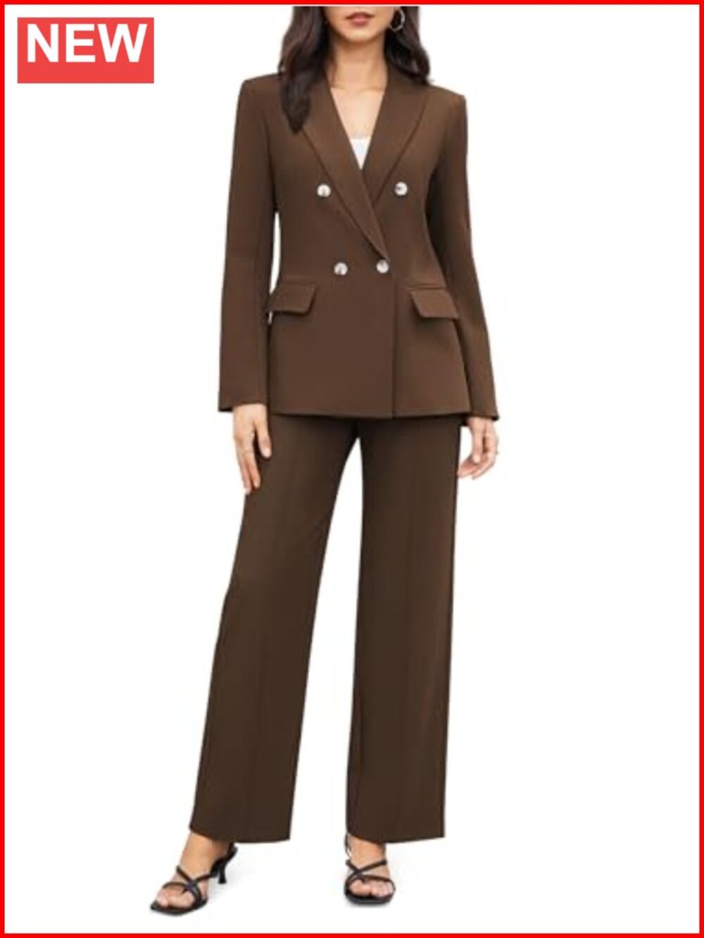 Women's 2 Piece Business Casual Pantsuit Double Breasted Suit Set